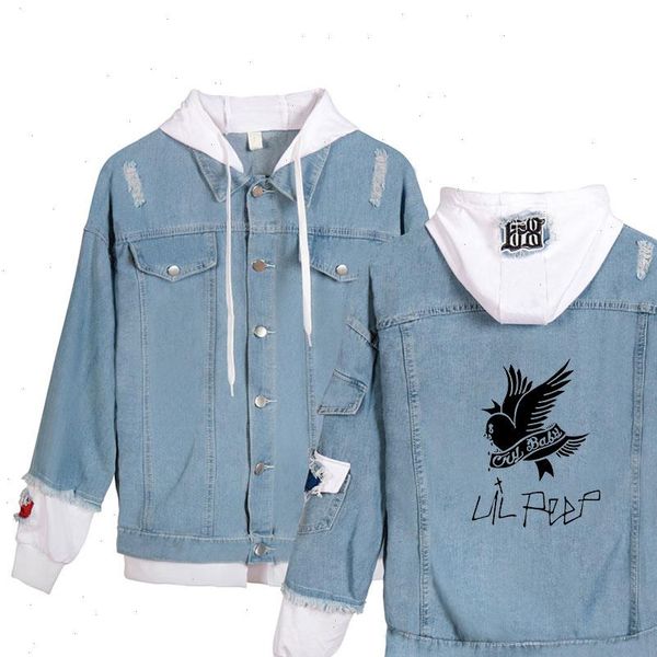 

lil peep jeans hoodies young people autumn new fashion lil peep denim jean wear men women popular stitching jacket casual, Black;brown