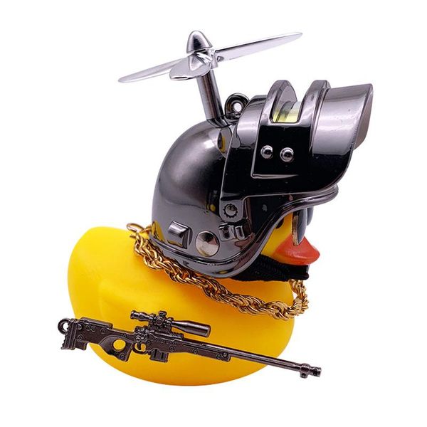 

interior decorations car decoration yellow duck with helmet for bike motor accessories without lights auto in the