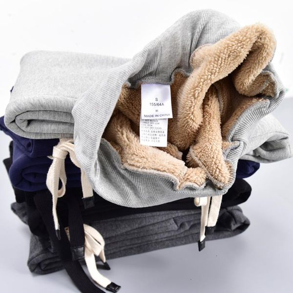 

women's pants & capris winter warm broek lam plus size sweat fleece jogging women thick lame weight kashmir, Black;white