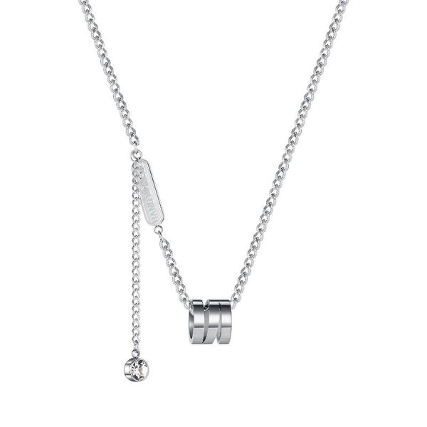 

chains jialy 316l stainless steel zircon small waist pendant chain necklace for women fashion jewelry birthday gift, Silver