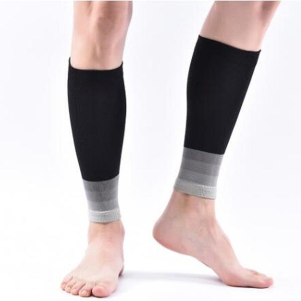 

sports leg calf brace support stretch sleeve compression exercise help ease cramping fit comfortably elbow & knee pads, Black;gray