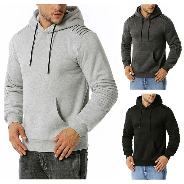 

2021 fashion brand new autumn male casual sweatshirts men's solid color hoodies sweatshirt oplj gfcd, Black