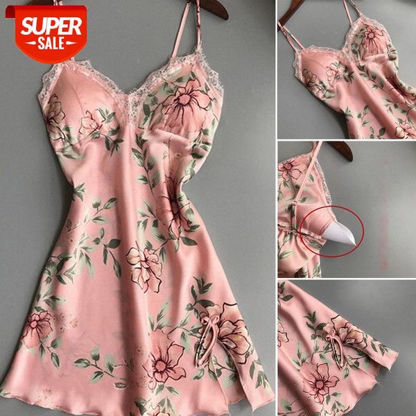 

hirigin 2019 brand new floral print women silk lace sleeveless robe babydoll nightdress nightgown sleepwear night dress #078r, Black;gray