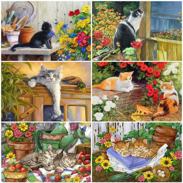 

diamond painting evershine diy full square embroidery cat animal picture of rhinestones flower mosaic 5d handmade gift