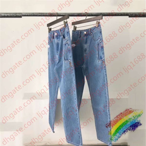 

2020fwss jeans men women 1 quality streetwear denim pants cowboy button jeans, Blue