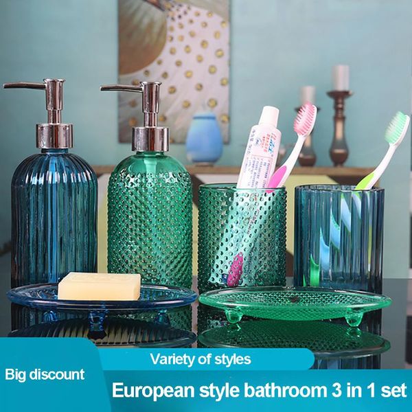 

bath accessory set 3 in1 soap dispenser glass home el bathroom conditioner container shampoo tavel empty hand sanitizer gel bottle