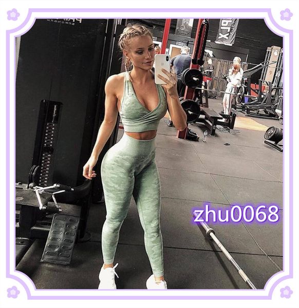 

women's yoga suit women gym fitness clothing high waist yoga leggings set running sportswear leggings+strappy bra 2pcs, White;red