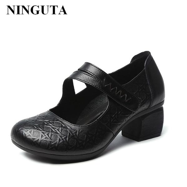 

dress shoes genuine leather mary janes woman comfortable pumps, Black