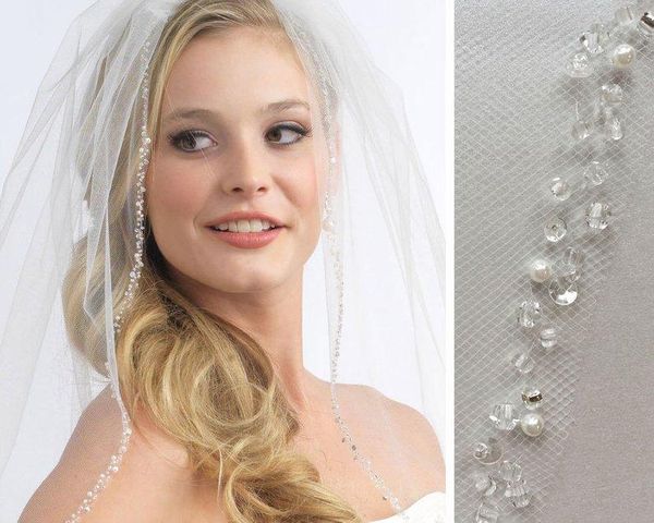 

bridal veils pearl wedding veil, crystal beaded ivory white elbow veil, Black