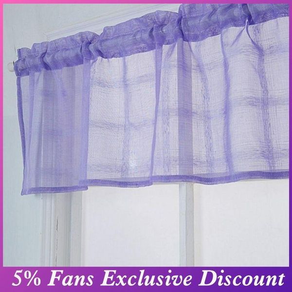 

curtain & drapes polyester short kitchen valance drape through rod window balcony gauze home decor for living room bedroom