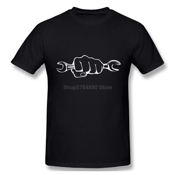 

men's t-shirts mechanic holding a wrench motorcycle t-shirt funny father's present birthday gift for daddy husband boyfriend men t, White;black