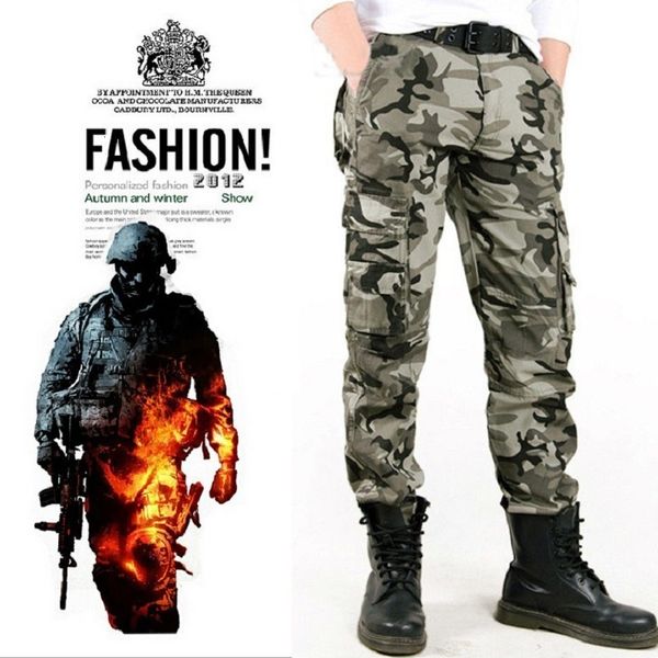 

men's pants manna pocket casual male thickening military combat style male-style basketball camouflage pant-load army 1vwb, Black