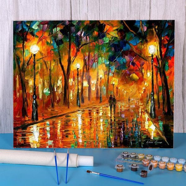 

paintings farewell to autumn coloring by numbers painting package oil paints 40*50 canvas handmade kids handiwork drawing