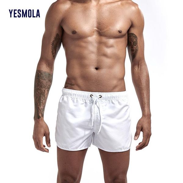 

men's shorts yesmola 2021 summer brand beachwear mens running sports surffing men swimsuit breathable beach wear surf, White;black