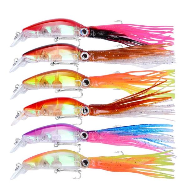 

6pcs/lot 6 colors mixed 12cm 19.86g 3d eyes squid plastic hard baits & lures fishing hooks 1/0# hook pesca fishing jllpfw warmslove