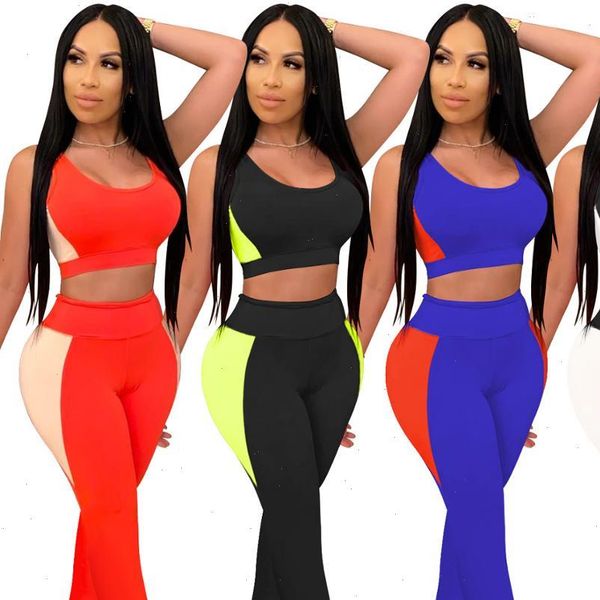 

2 piece set for women patchwork going out tracksuit o neck tank and leggings two piece set sports set, Gray