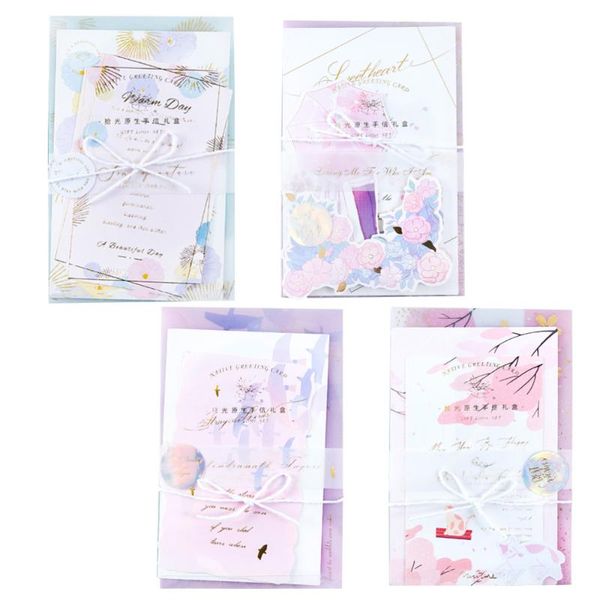 

greeting cards 4 sets creative fashion printing blessing with envelopes for party festival anniversary (random style