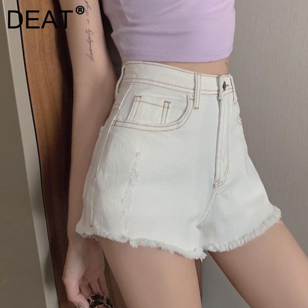 

women's shorts deat 2021 fashion bright line decoration edge wide-legged high-waist retro loose short jeans summer autumn 7e908, White;black