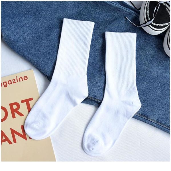 

men's and women's long couple socks korean version of ins tide classic wild sports style cotton solid color tu jllrcx, Black