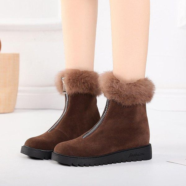 

boots women platform winter shoes snow keep warm ankle with botas mujer, Black