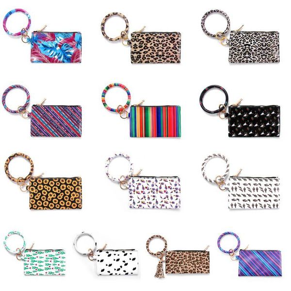 

fashion leopard faux leather phone coin purse lady handbag tassel pendant bracelet keychain jewelry bag, Black