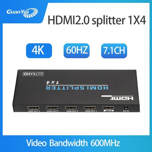 

audio cables & connectors 2.0 splitter 4k hd one in four out computer tv 1x4