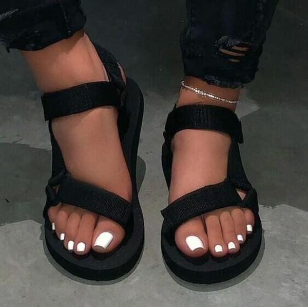 

summer soft anti 2021 new women gesp foam durable sandals ladie outdoor random beach shoes sand alias, Black