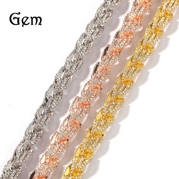 

hip hop alloy diamond 9mm gold twist necklace new fashion exaggeration men's necklace multi specification, Silver
