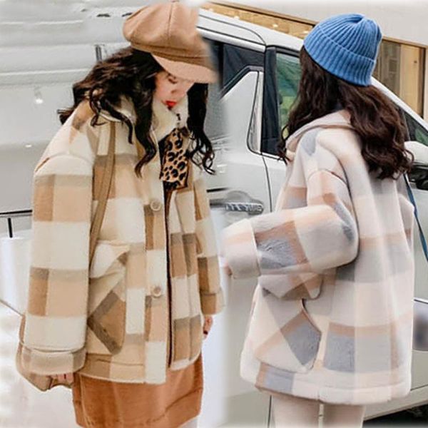 

women's jackets ladies jacket plaid thick cardigan plus velvet coat women autumn winter lapel coats trench slim formal overcoat outwear, Black;brown
