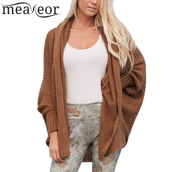 

women's sweaters meaneor women knitted sweater coat long sleeve kimono cardigan solid batwing overcoat loose asymmetric, White;black