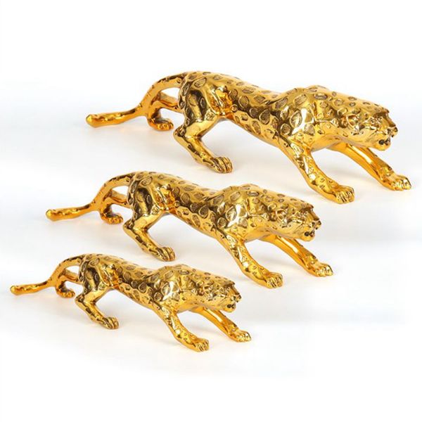 Gold / Silver Panther Statue Figurines S Size 30 * 10 * 8cm Resina Geométrica Leopardo Leopardo Moderno Abstrato Vida Selvagem Decoração Do Carro Presente Artesanato Artesanato Acessórios M 42 * 9 * 9cm