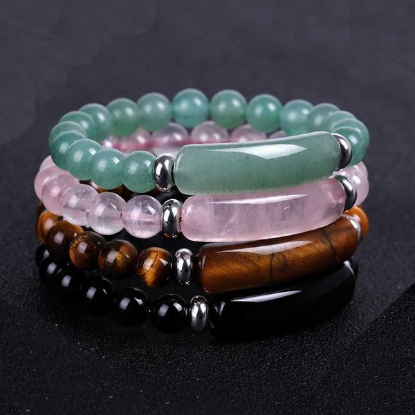 

selling 8mm green dongling beaded elastic bracelet stainls steel accsori bracelet, Golden;silver