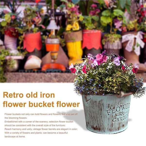 

planters & pots country retro old metal flower bucket creative home deskdecoration craft iron small pot