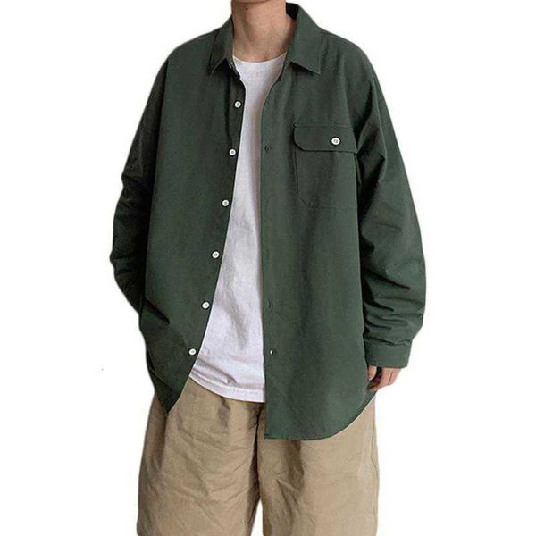 

net red men's ruffian and handsome work shirt korean fashion summer long sleeve casual top, White;black