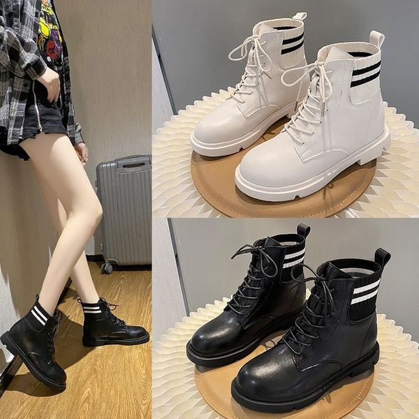 

martin women's british spring and autumn single 2021 students' versatile thin boots trendy cool motorcycle thick soled short, Black