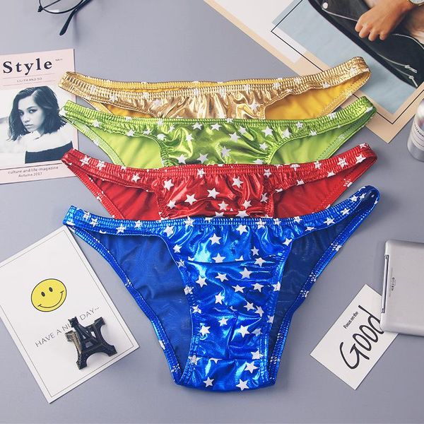 

underpants mens underwear men briefs men's faux leather exotic male stage show seamless, Black;white