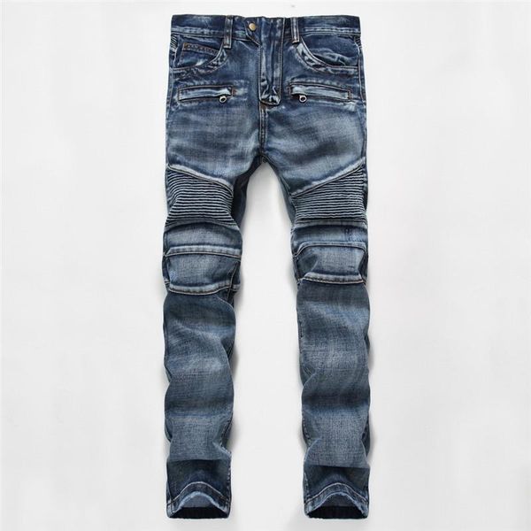 

men's jeans slim stacked mens summer long solid color stretch straight homme denim pants casual male trousers1, Blue