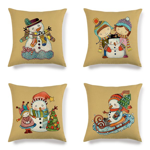 

45cm*45cm cartoon snowman design linen/cotton throw pillow covers couch cushion cover home decorative pillow covers