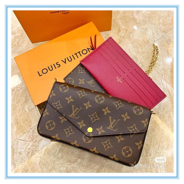 

gglvlouisvittonyslmulti pochet shoulder bags luxurys women handbag clutch wallets card holder purse 3, Red;black
