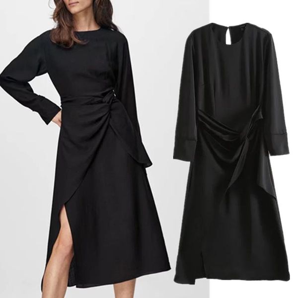 

casual dresses elmsk women autumn long sleeve midi dress england style office lady fashion simple vestidos bow sashes party, Black;gray