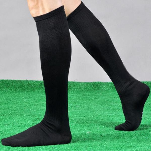 

olid men's sports football long socks katoen blend soft over knee hoge sok honkbal hockey nose musket, Black
