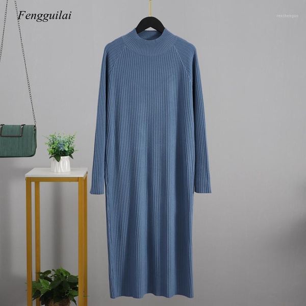 

oversized long straight women maxi dress autumn winter turtleneck thick warm sweater dresses pullover robe d ete femme casual, Black;gray