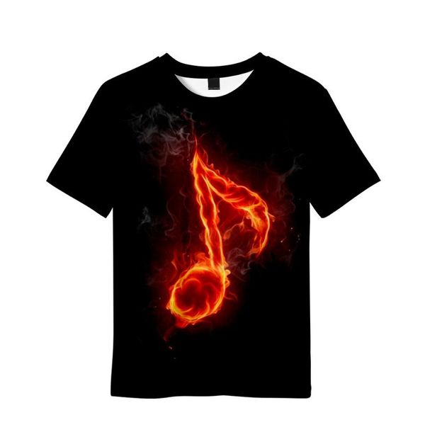 

men's t-shirts 2021 explosion trend casual music note 3d digital printing children short sleeve, White;black