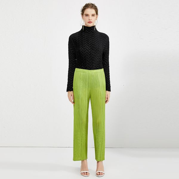 

summer joggers women 2021 casual pants miyake pleats plus size gaucho pants stretch trousers straight high waist pants 4001 cx200807, Black;white