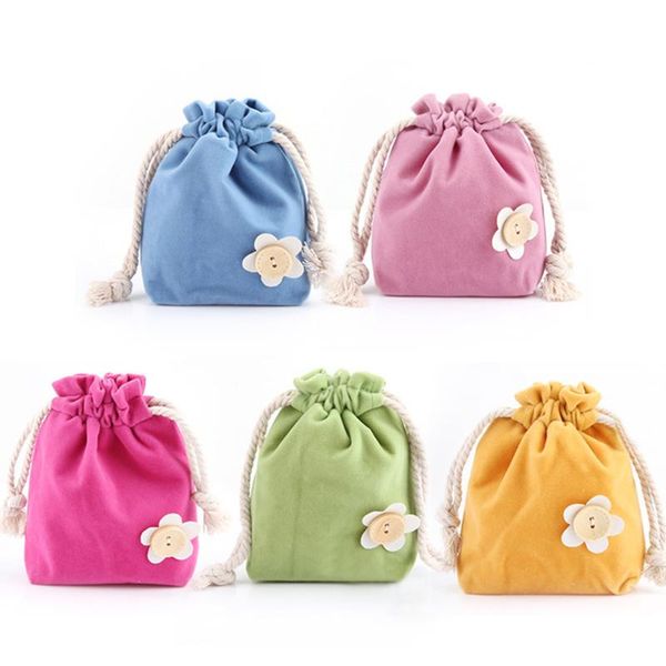 

gift wrap fashion soft plush flower drawstring bags home sundries cosmetic storage for wedding christmas birthday candy packing organizer