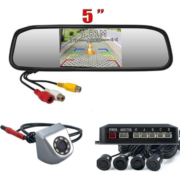 

car rear view cameras& parking sensors yyzsdyjq 5 inch monitor lcd screen dual-core video sensor parktronic radar with camera 8 ir