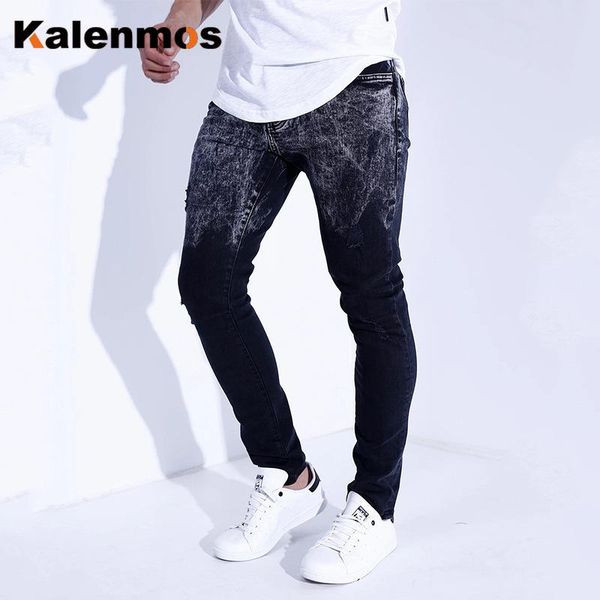

jeans men boyfriend solid spring fall skinny jean hip hop goth punk clothes plus size denim trousers pencil pants streetwear, Blue