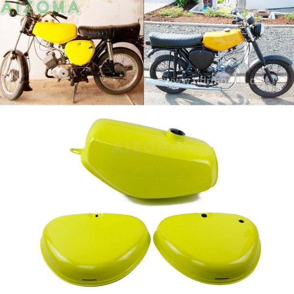 

motorcycle fuel system banana shape gas oil tank w/ 2pcs side cover for simson s50 s51 s70 (191972 190830 200655) custom steel kit