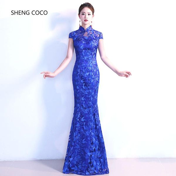 

evening gown china cheongsam lace chinese fashion gowns traditional long dresses for wedding party blue retro women, Red