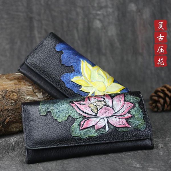 

wallets original women's bag hand embossed wallet, Red;black